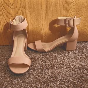Nude Ankle Strap Heels